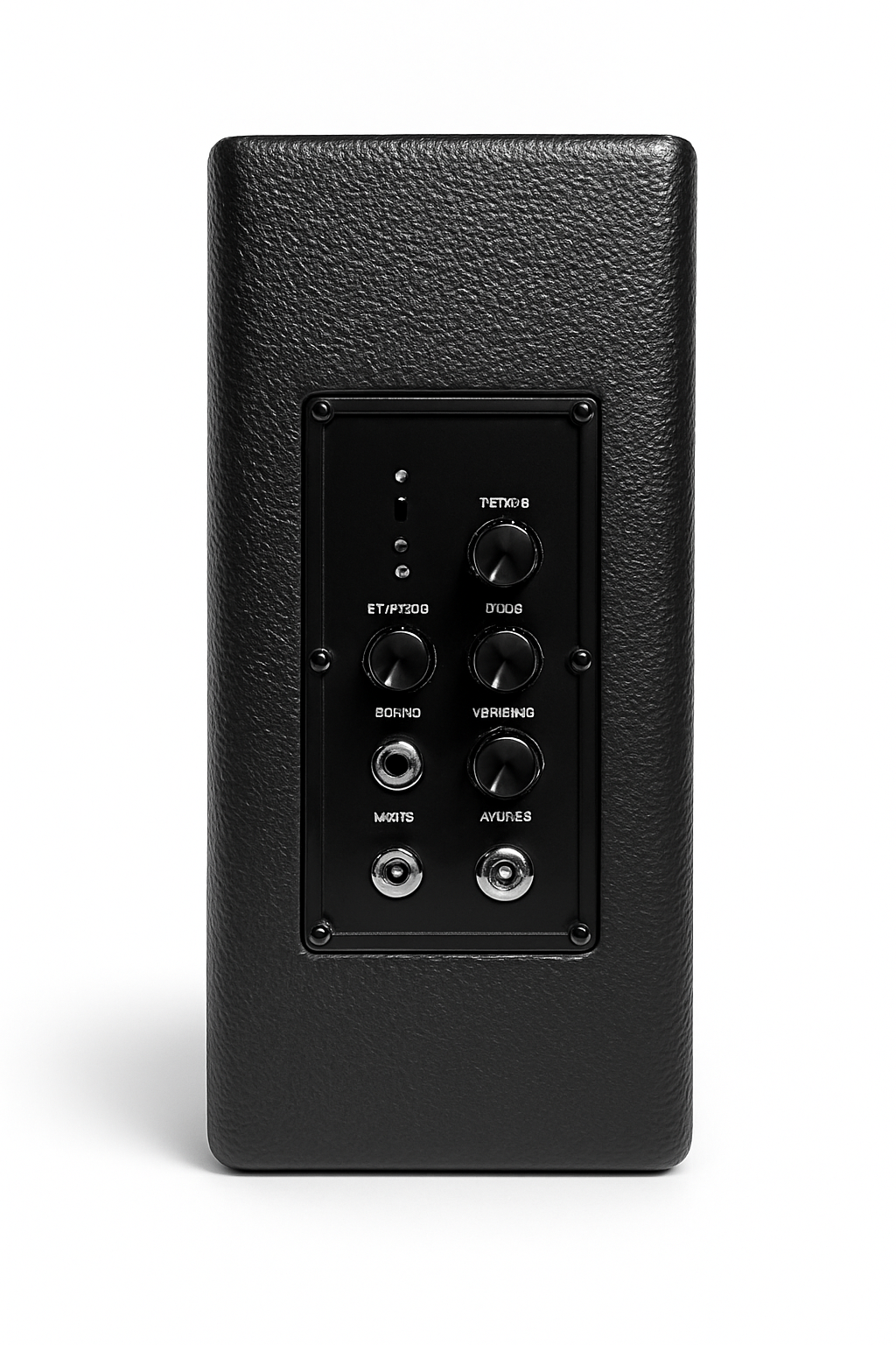 Black electronic device with control panel on a white background