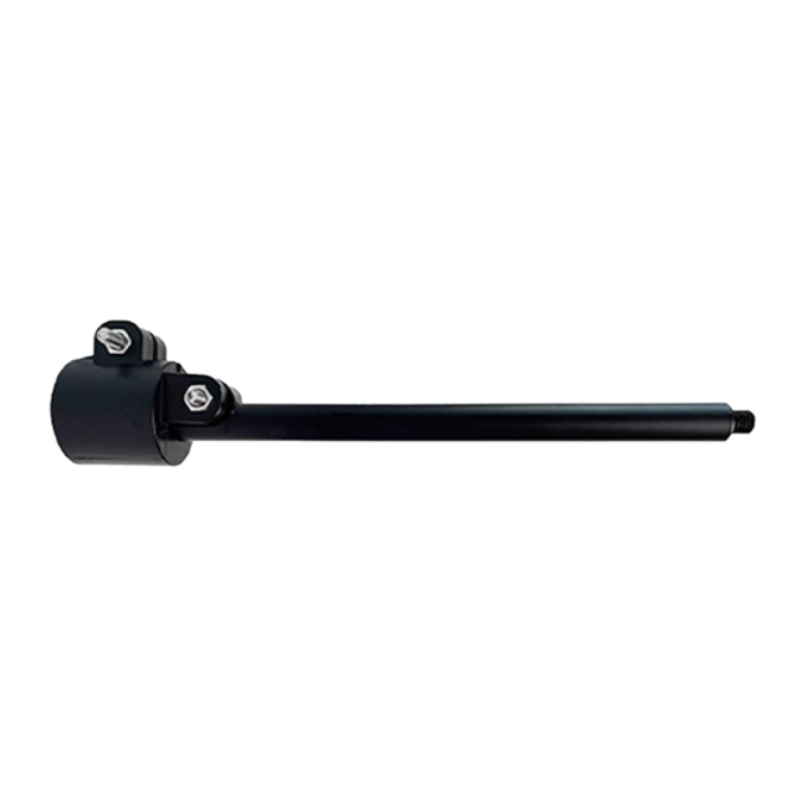 Black metal rod with spherical ends on a white background